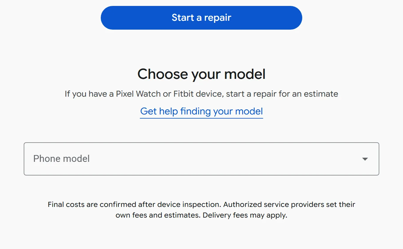 Google's Choose your model panel