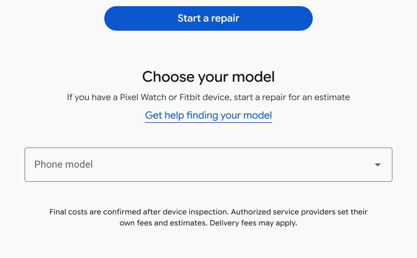 Google's Choose your model panel