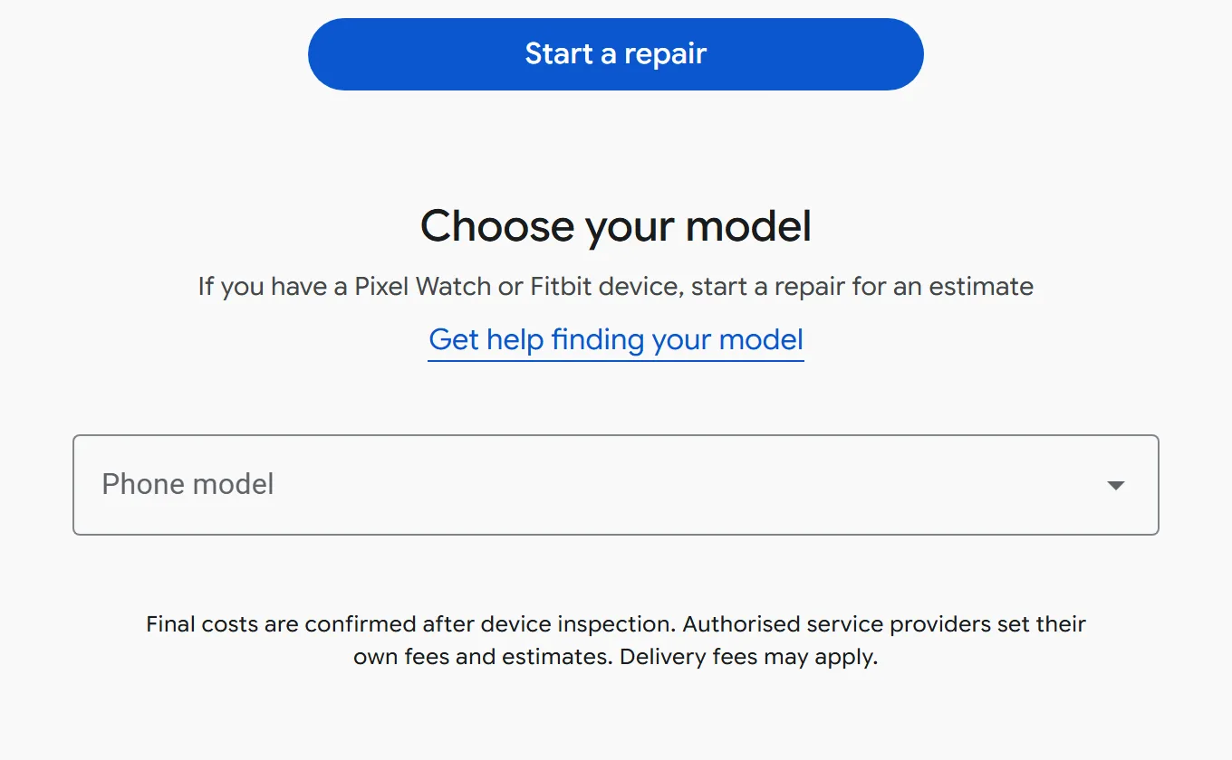 Google's Choose your model panel
